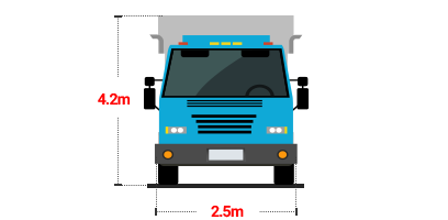 높이 4.2m이하,너비2.5m이하인 제한차량 이미지